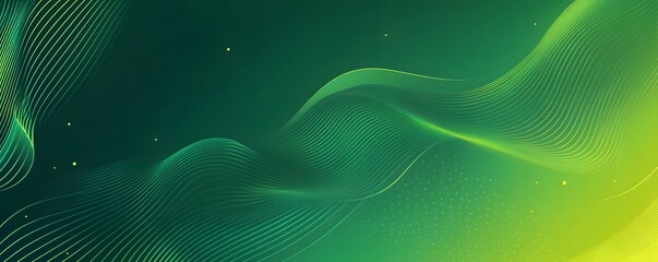 Abstract Green and Yellow Wavy Lines with Scattered Dots