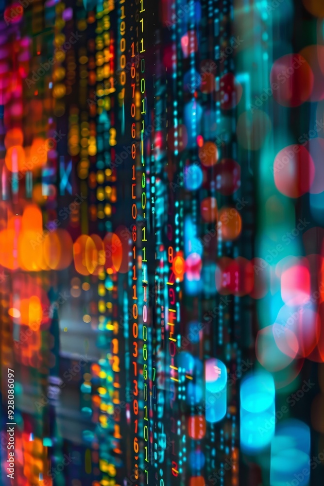 Aufkleber abstract blurred digital data and lights