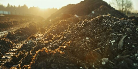 Composting Windrows of Organic Waste for Fertilizer Production