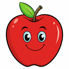 Red apple with leaves isolated on white, red apple vector illustration, fruti vector art, red apple silhouette, food icon, apples line art, eps