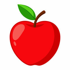Red apple with leaves isolated on white, red apple vector illustration, fruti vector art, red apple silhouette, food icon, apples line art, eps