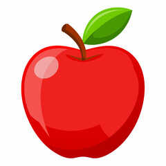 Red apple with leaves isolated on white, red apple vector illustration, fruti vector art, red apple silhouette, food icon, apples line art, eps