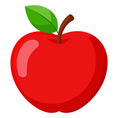 Red apple with leaves isolated on white, red apple vector illustration, fruti vector art, red apple silhouette, food icon, apples line art, eps