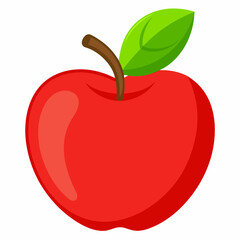 Red apple with leaves isolated on white, red apple vector illustration, fruti vector art, red apple silhouette, food icon, apples line art, eps