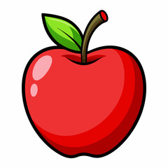 Red apple with leaves isolated on white, red apple vector illustration, fruti vector art, red apple silhouette, food icon, apples line art, eps