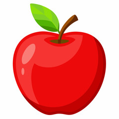 Red apple with leaves isolated on white, red apple vector illustration, fruti vector art, red apple silhouette, food icon, apples line art, eps