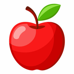 Red apple with leaves isolated on white, red apple vector illustration, fruti vector art, red apple silhouette, food icon, apples line art, eps
