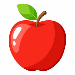 Red apple with leaves isolated on white, red apple vector illustration, fruti vector art, red apple silhouette, food icon, apples line art, eps