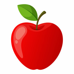 Red apple with leaves isolated on white, red apple vector illustration, fruti vector art, red apple silhouette, food icon, apples line art, eps