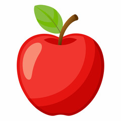 Red apple with leaves isolated on white, red apple vector illustration, fruti vector art, red apple silhouette, food icon, apples line art, eps