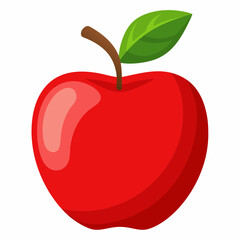 Red apple with leaves isolated on white, red apple vector illustration, fruti vector art, red apple silhouette, food icon, apples line art, eps