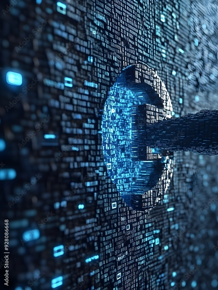 Aufkleber futuristic digital data network and cyber security technology backdrop