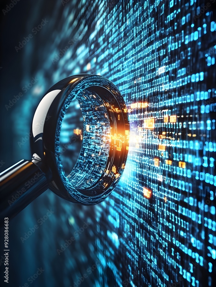 Poster futuristic digital data network and cybersecurity technology concept with abstract glowing geometric