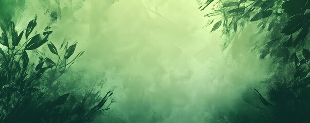 Abstract Green Foliage Background with Blurred Light