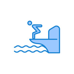  Icon man Sport Training Athletic Swimmer Jump in Pool from Board, isolated on white background. Vector illustration can be used for web, mobile,etc.