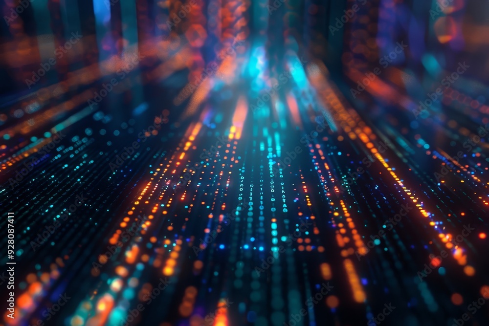 Poster Abstract Digital Data Flow with Glowing Lights