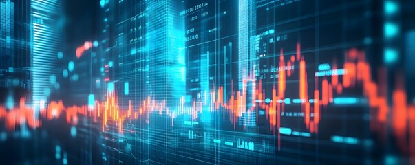 Abstract Data Visualization with Red and Blue Lines