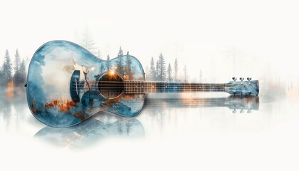 guitar sitting deep illustration blurred background photomontage inspiring scratches fabulous illustrations