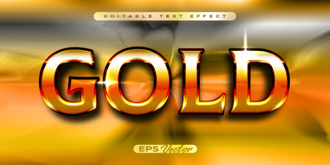 Editable Y2K retro text effect with futuristic 80s classic style gold