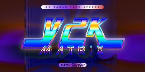 Editable Y2K retro text effect with futuristic 80s classic style matrix