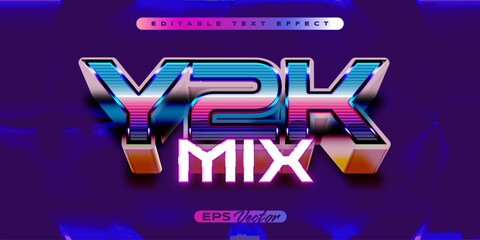 Editable Y2K retro text effect with futuristic 80s classic style mix