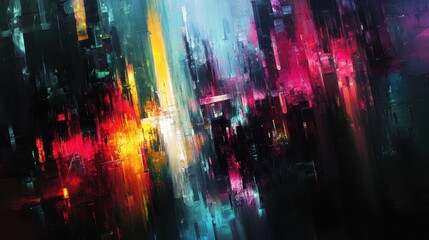 Fototapeta premium Abstract Painting with Vibrant Colors and Vertical Strokes.