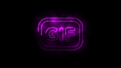 Glowing Blue GIF Icon on Smoky Background - Neon Effect Digital Design