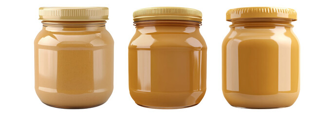 Peanut butter jars isolated on transparent background