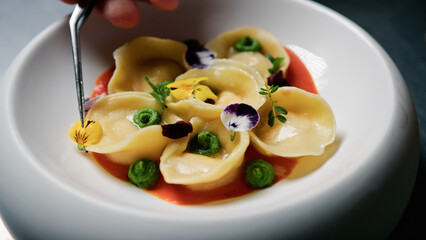 The Last Stage Of The Plating Of The Dish 