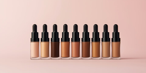 Foundation bottles presenting different shades for all skin types