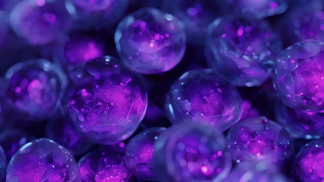 Microscopic view of beta cells in the pancreas highlighted by their distinct purple staining.
