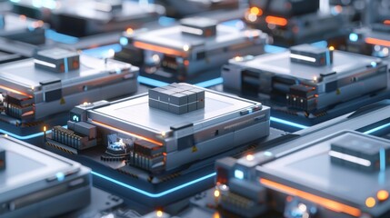 A close-up view of advanced computer processors on a circuit board, showcasing technology and innovation in electronics.