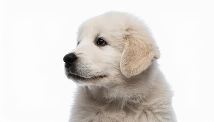 グレート・ピレニーズの子犬のポートレート（Great Pyrenees puppy portrait on white background）
