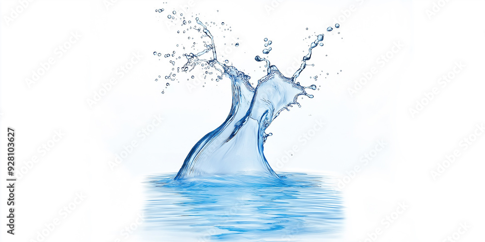 Poster Big splash of clean water creating a dynamic shape