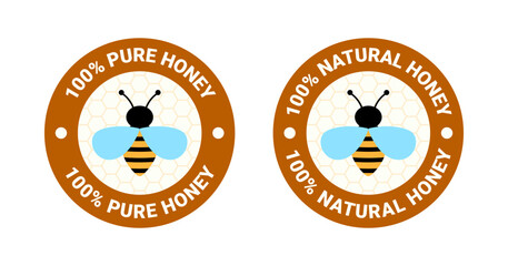 100 Percent Pure Honey Logo and 100 Percent Natural Honey Logo