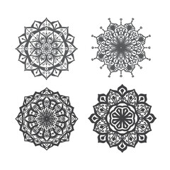 Set mandala ornaments on a white background. East style. vector. It can be used in the package design, brochures, logos, etc.