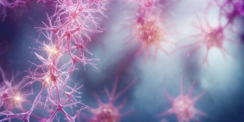 Close-up group pink neurons neurons are arranged cluster Rare di