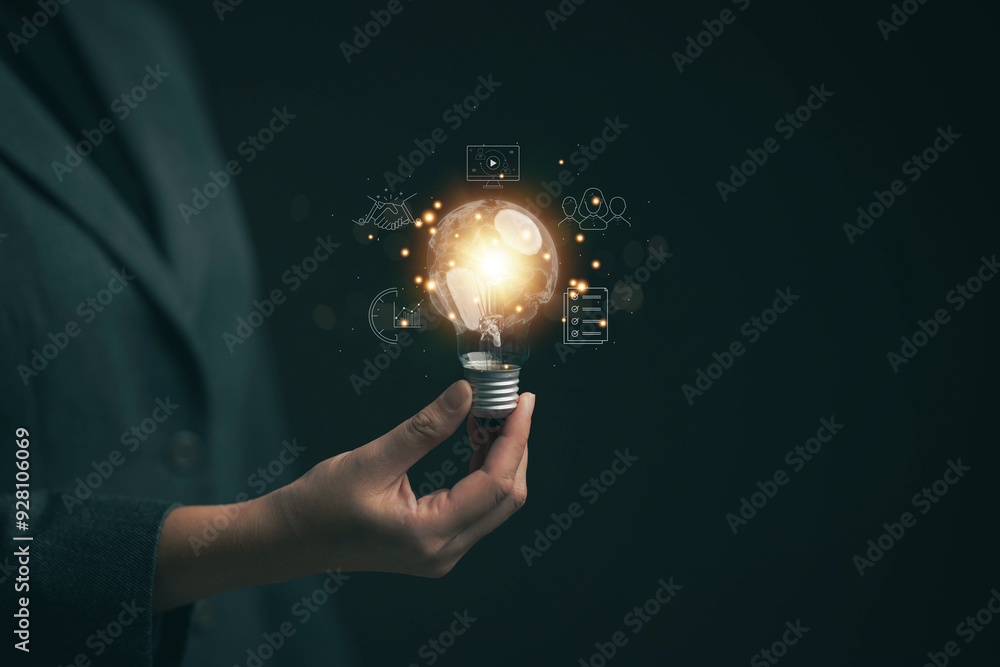 Poster mobile light bulbs, ideas for doing business. concepts for finding new ideas for creating business i