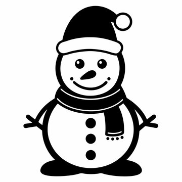 recommend clip art: Black line art Christmas snowman black  silhouette, snowman in silhouette Christmas theme
                    