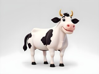 3d happy cow on white
