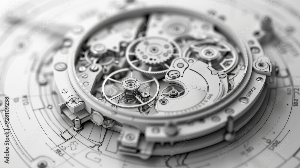 Poster intricate clockwork mechanisms showcasing precision engineering and design, perfect for technology a