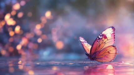 Digital art piece that features butterfly reflective surface but