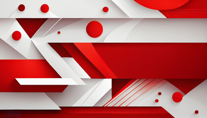 Bright technology geometric abstract banner design with red and white shapes