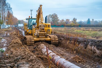 Excavator Working on a Construction Project