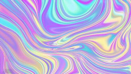 Holographic foil neon trend wavy abstract background