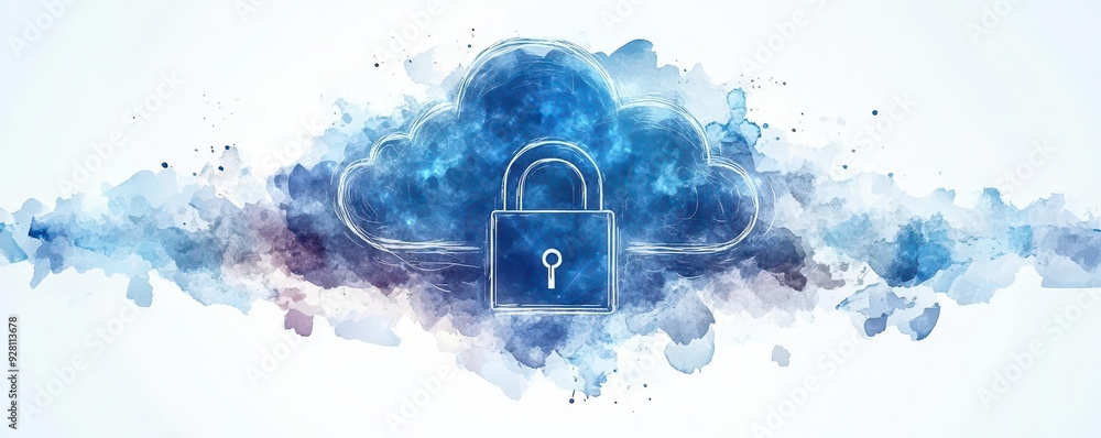 Aufkleber a creative concept depicting cloud security with a lock, symbolizing data protection and digital sec