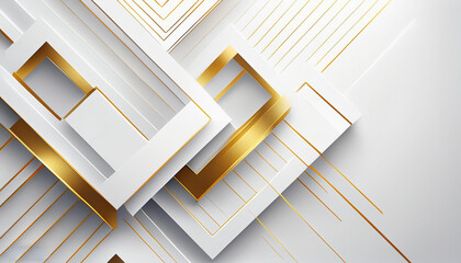 White geometric tech background with abstract golden lines