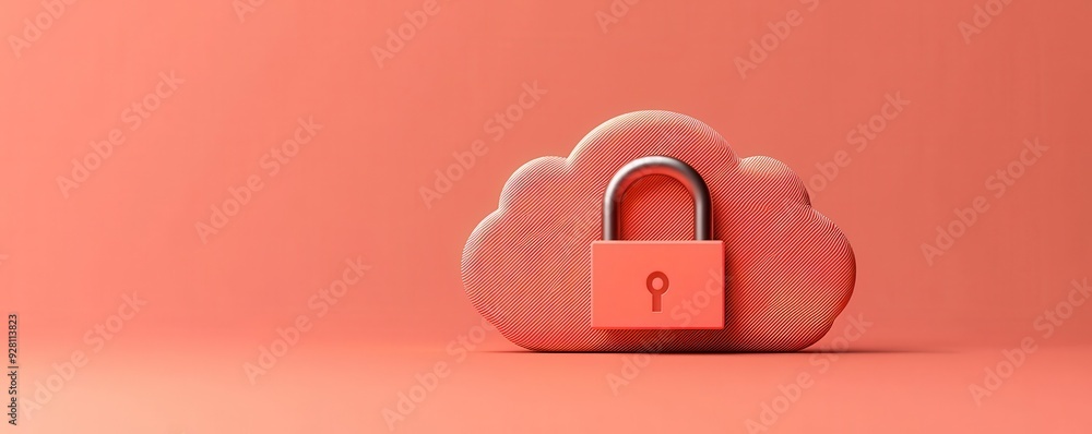Poster a colorful cloud with a padlock, symbolizing digital security and data protection in modern technolo
