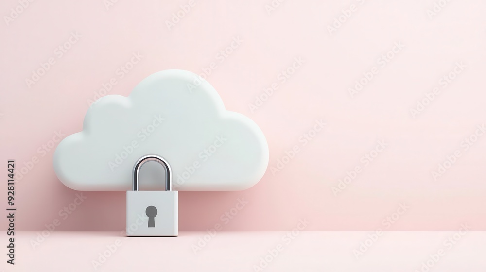 Poster a secure cloud storage concept depicted with a cloud and a lock, symbolizing data protection and pri