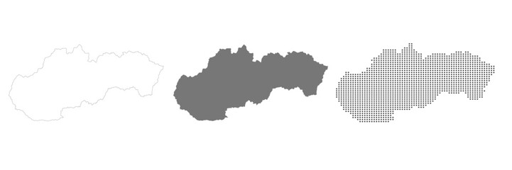 Fototapeta premium Slovakia map vector in outline, grey color, dotted style.